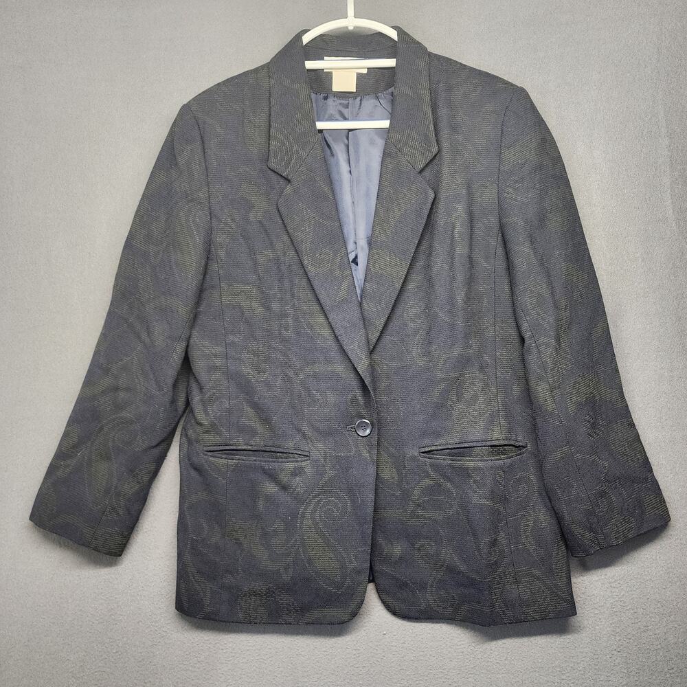 Pendleton Blazer Skirt Set Womens 8 Blue Green Paisley Lined Wool Blend Classic